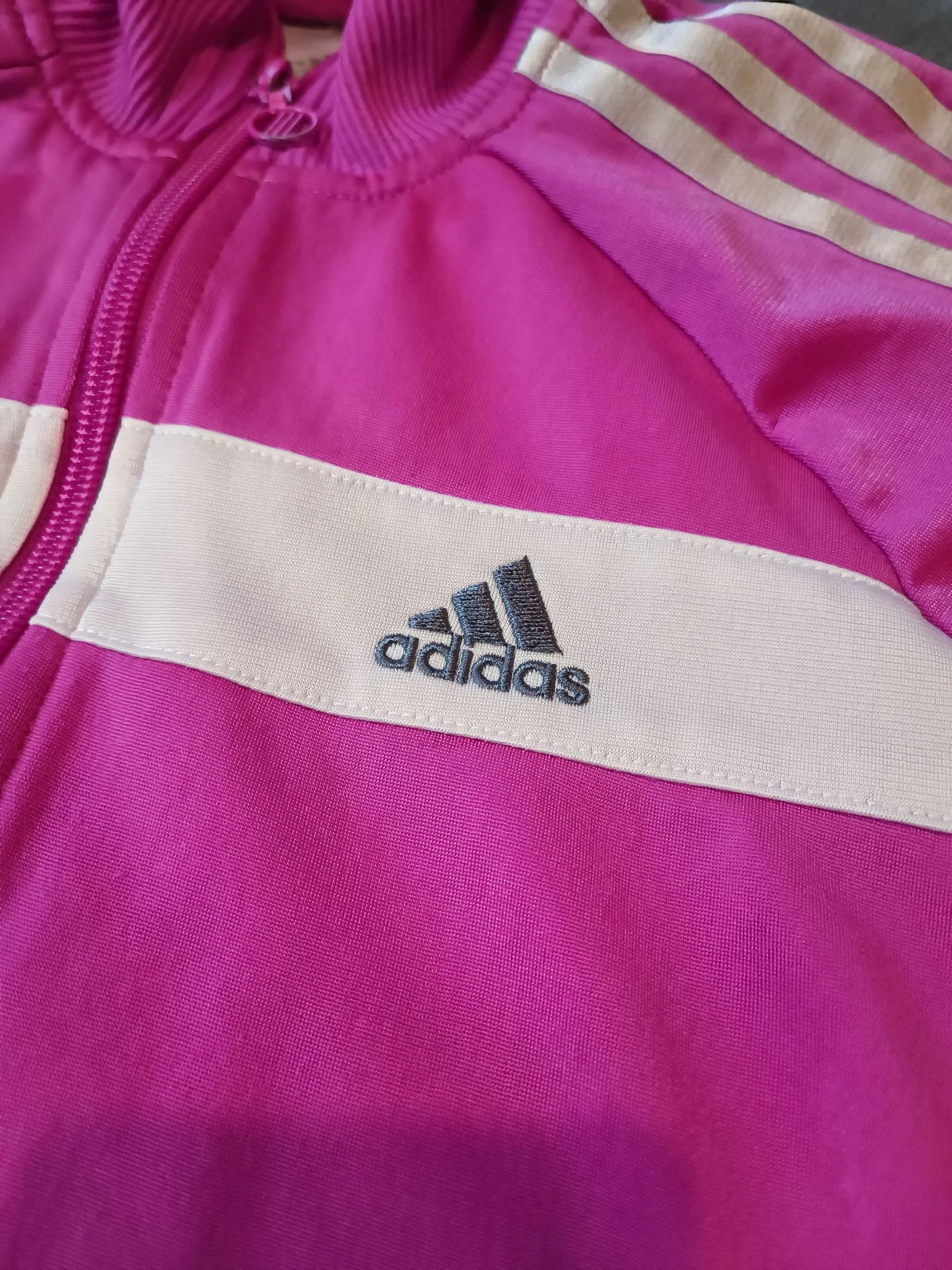 Adidas girls' zip-up tracksuit jacket size 14 years good condition pink color – photo 3